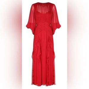 Shona Joy Marquis Round Neck Balloon Sleeve Maxi Dress - Roma Red